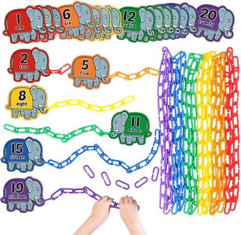 240pcs C-Clips Hooks Plastic Chain Links - Counting & Linking Activity Kit, Sensory Toys for Toddlers, Educational