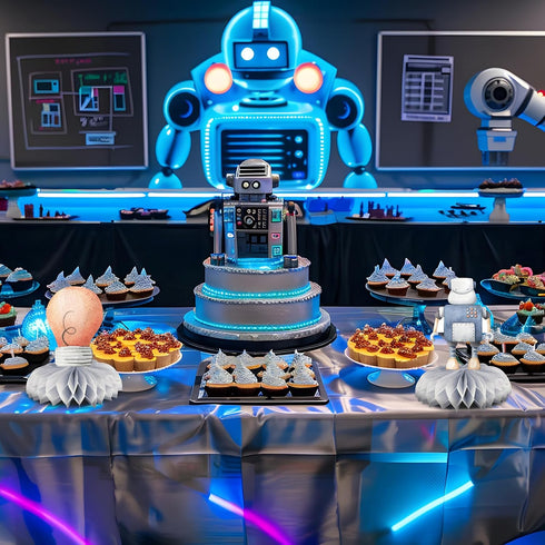 BonBeeDesign 12 Pack Robot Table Decorations - Robot Party Decorations for Kids' Birthday and Baby Shower - Robot Table