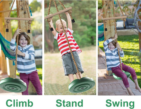 Set 7FT KINSPORY Disc Swing for Kids, Swing Accessories, Height Adjustable Gym Monkey Bars, Hanging Tree Seat