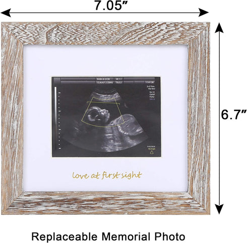 IHEIPYE Baby Love at First Sight Sonogram Keepsake Frame - Ultrasound Picture Frame for Pregnancy Announcement, Rustic