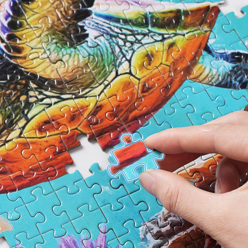 takfot 1000 Pieces Ocean Beach Sea Turtle Coral Puzzle with Letters on Back for Fun Game Nights