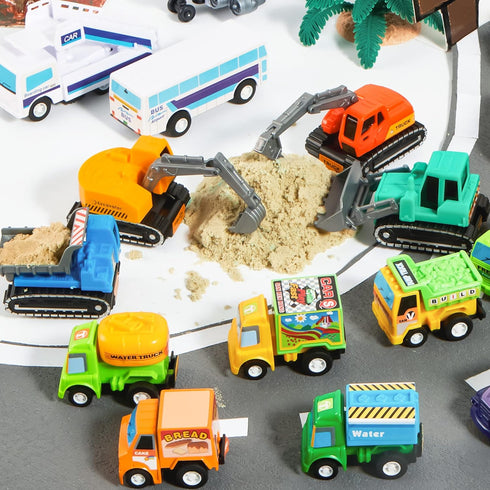 JOYIN 25 Pieces Pull Back Cars and Trucks Toy Vehicles Set, Die-Cast Car Set for Toddlers, Kids Party Favors
