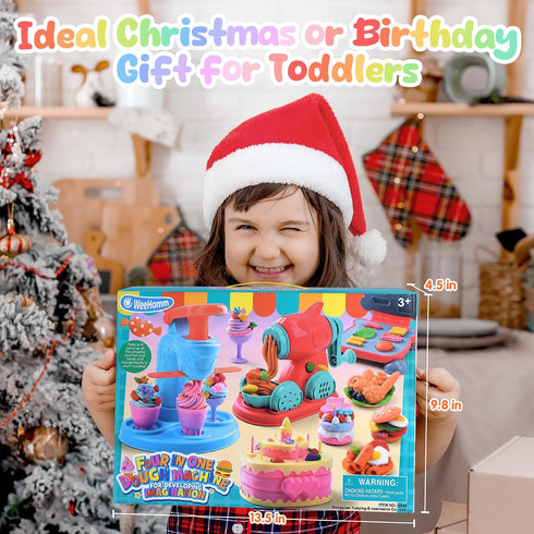 WeeHomm 4 1 Set 3+ 24 in Color Dough Kitchen Creations with Ice Cream/Cake/Noodle/Hamburger Maker Machine, Arts Crafts