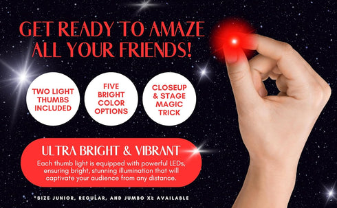 D'lite Magic Thumb Lightup Trick Set - 2 Original Ultra Bright Light Magic Fingers for Closeup & Stage Magic