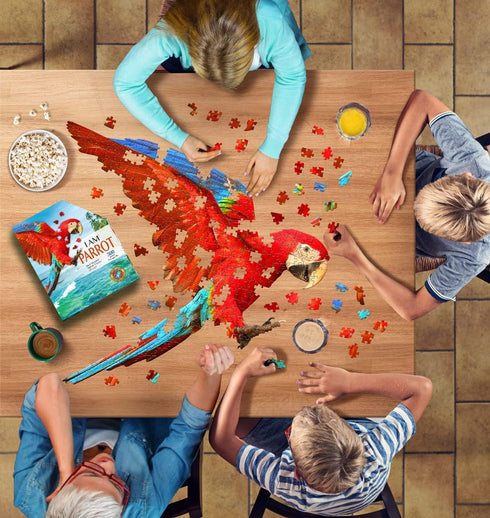 Madd Capp Parrot 300 Piece Jigsaw Puzzle - Unique-Shaped Border, Educational Fun Facts, Ages 10 and Up