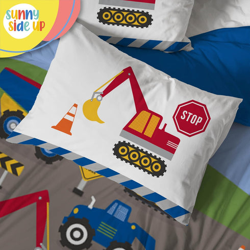 Set 4 Set Sunny Side Up Construction Zone Toddler Comforter - Piece Preschool Bedding Includes Comforter, Sheets