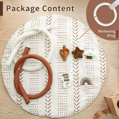 5 Razee Baby Gym Mat Infant Activity Gym Mudcloth Baby Activity Center with Play Mat with Toys for Babies as Shower Use