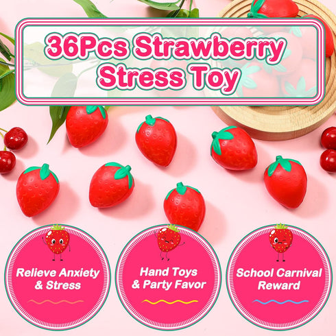 50 2 Inch Geosar Pcs Strawberry Stress Balls Mini Foam Strawberry Stretchy Toys Fruit Party Favor Stress Relief Fidget