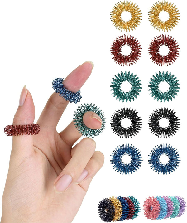 Mr. Pen- Spiky Sensory Rings, 10 Pack, Jewel Tones, Stress Relief Fidget