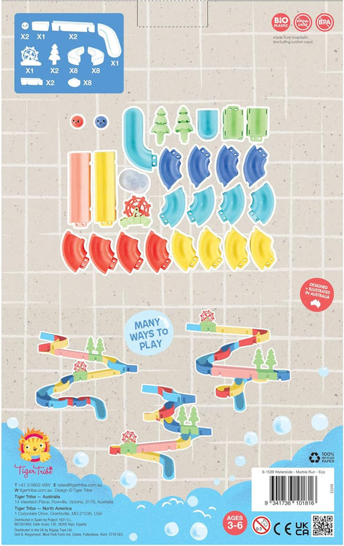 Waterslide: Marble Run - ECO, Interactive Bath Time Toy, Design & Build Your Own Ball Waterslide for Kids Ages 3+