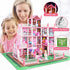 Doll House Set for Girls, Princess House Toys with 4 Dolls and 4-Story 11 Rooms for Kids