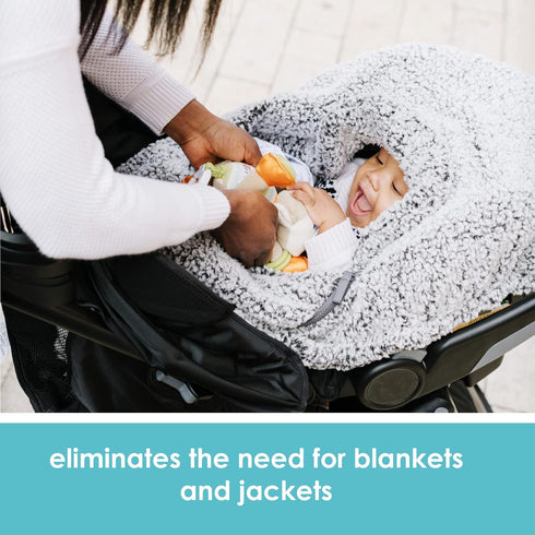 JJ Cole Winter Baby Car Seat Cover with Warm Sherpa Lining for Baby Seat or Stroller - Cuddly Gray