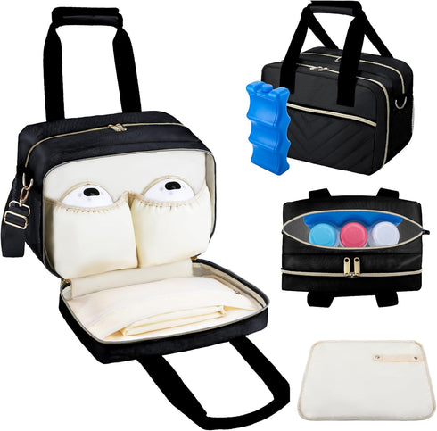 Breastmilk Cooler Bag with Ice Pack, Wearable Breast Pump Storage Bag, Insulated