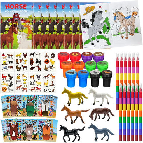 Cinrobiye 72 Pcs Horse Party Favors Coloring Book Bulk, Farmhouse Pony Birthday