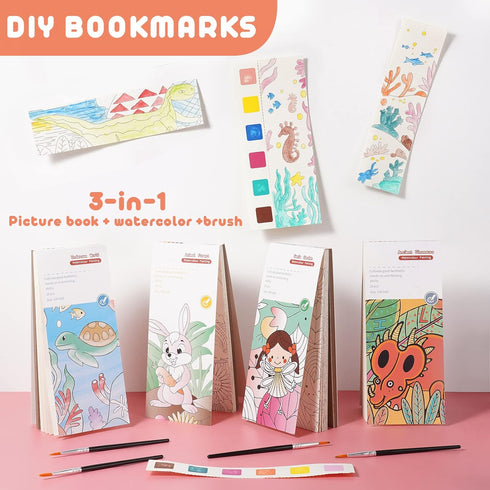 Cavnewt 4-8, Sets, Watercolor Coloring Books for Kids Ages Pocket Watercolor Painting Book Mess Free Paint with Water