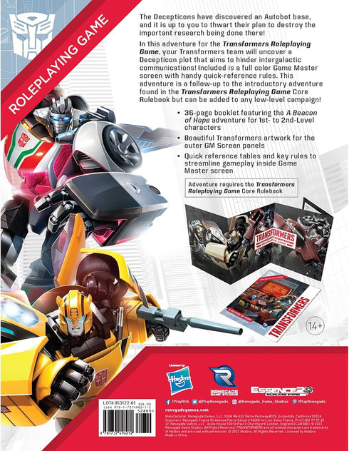 Transformers Roleplaying Game: Beacon Of Hope Adventure & GM Screen for 1st - 2nd Level Players