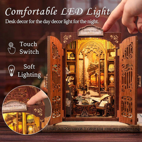 CUTEBEE Book Nook Kit - DIY Miniature House Dollhouse Kit for Adult and Teens, Booknook Bookshelf Decor Alley Model