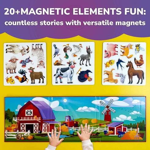 1-3 20+Pcs 3-5 2-4 QUOKKA Travel Magnetic Puzzles for Toddlers Farm Toy Game with Extra-Long Play Book Fun Travel Game