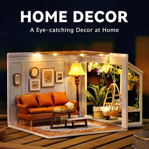 Flever DIY Miniature House Kit, Tiny Home Kit with LED Light, Mini House Build Craft Kits for Adults and Teens, Home