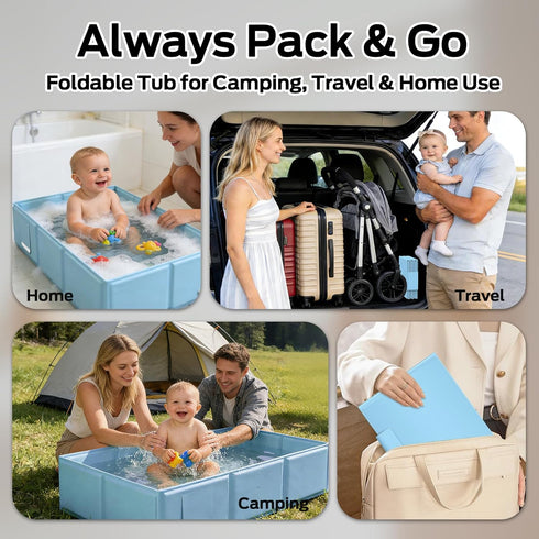 Collapsible Baby Bathtub, Foldable Infant Bath Tub with Non-Slip Base, Portable Travel Baby Bath for Newborns