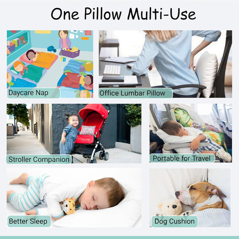 13x18 2 ZPECC Toddler Pillow with Pillowcase - Organic Cotton Hypoallergenic Kids Pillow, Baby Essentials for Travel