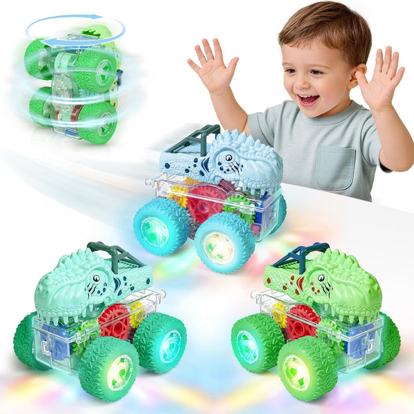 Beestech Light Up Dinosaur Toys for Toddlers 2-4, Monster Truck Toys for
