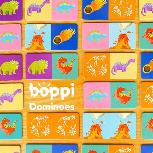 Set 3 boppi Dominoes Picture Game for Toddlers - Colourful Food Themed Montessori/STEM Dominoes for Children - Games