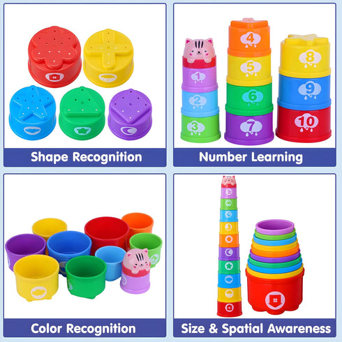 1-3, 6 9 12 18 1 1-2 WEEJOYGAM Baby Stacking Cups, Nesting Stacking Toys for Toddlers Infant Easter Basket Stuffers