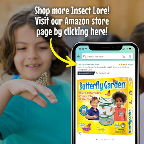 Insect Lore Butterfly Garden, Butterfly Kit with Live Caterpillars, 5 Caterpillars, Reusable Habitat, STEM Journal &