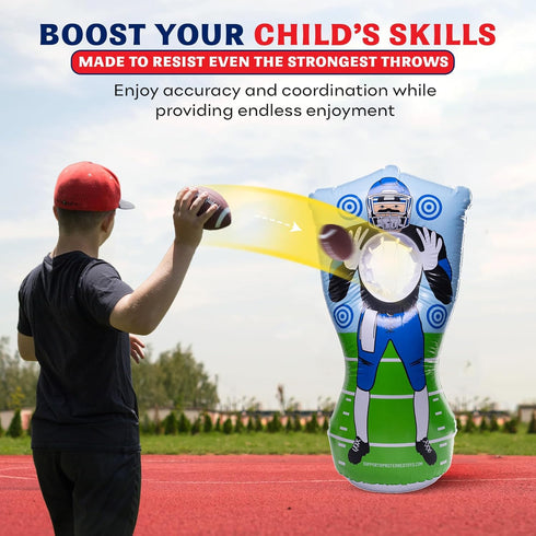 65 Preferred Toys Inflatable Football Target Net Toss Game - Double-Sided Throwing Practice Football Stuff with Mini