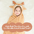 Cozy, Children(50"x30") Style Quarters Brown Elk Hooded Towel for Kids Soft, Absorbent Cotton, Embroidered Baby Bath