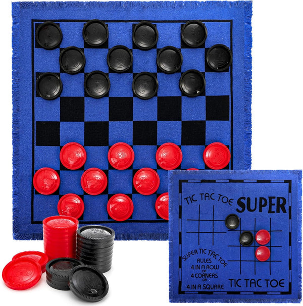 Yarlung Giant Checkers Set Tic Tac Toe Game, 3 in 1 Jumbo