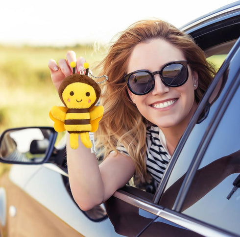 Mini Bee Stuffed Animal Toys Plush Honeybee Keychain for Room Decor Birthday Baby Shower
