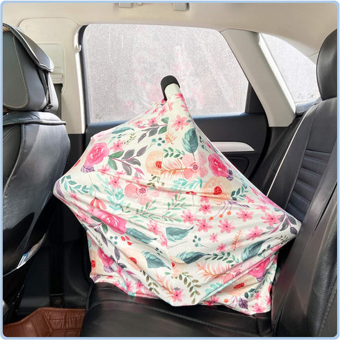 Multi-use Nursing Carseat Canopy Breastfeeding Cover - Stretchy Car Seat Covers for Babies, Baby Shower Gifts (Pink