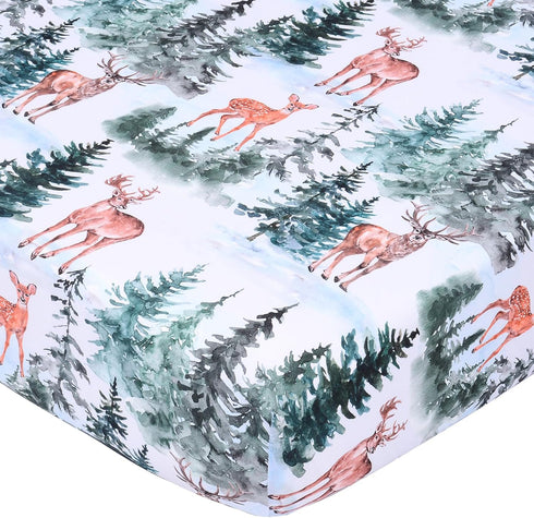 JISEN Fitted Crib Sheets 1 Piece Soft Breathable Baby Crib Sheets for