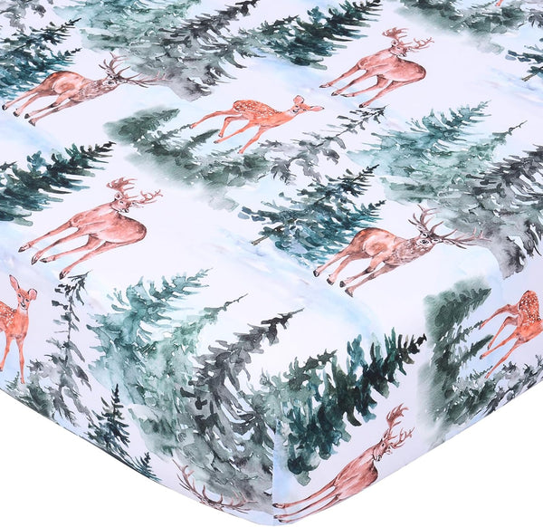 JISEN Fitted Crib Sheets 1 Piece Soft Breathable Baby Crib Sheets for