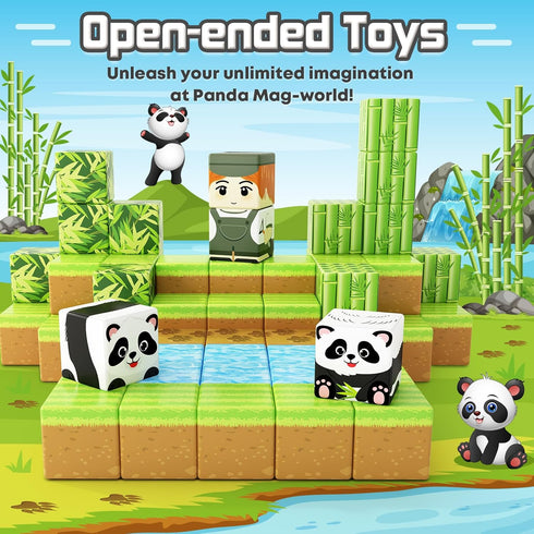 3-5 4-8 5-7, 3+ Magnetic Blocks-Build Mine Magnet World Panda Edition, Magnetic Tiles Building Blocks for Boys & Girls