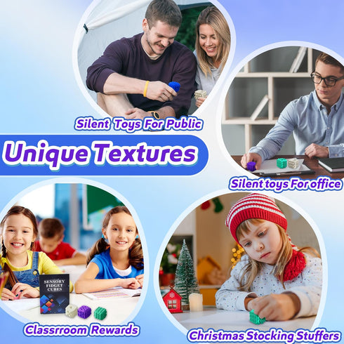 Fidget Cube Toys Adults Textured Silicone Sensory Worry Stones for Autism ADHD Kids Teen Mini Office Desk Quiet Fidgets