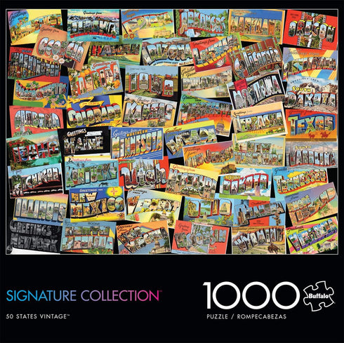 Buffalo Games - 50 States Vintage - 1000 Piece Jigsaw Puzzle for Adults Challenging Puzzle Perfect for Game Nights - 1000 Piece Finished Size Is 26.75 x 19.75