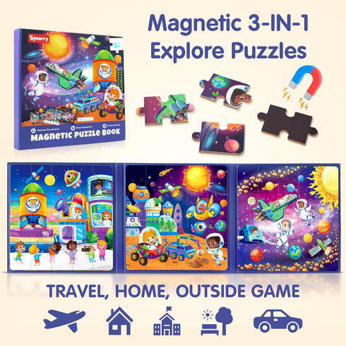 3-5, 4-6, SYNARRY Magnetic Puzzles for Toddlers Space Planets Solar System Travel Puzzles for Kids Ages Easter Basket
