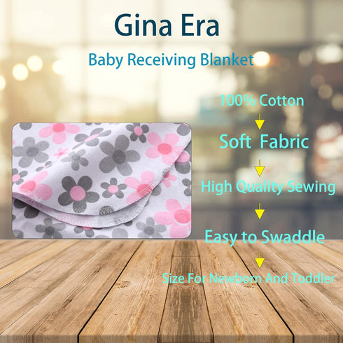 100% 4 30 30 Inch (Style11) Gina Era Flannel Receiving Blankets, Baby Swaddle Blankets Cotton Pcs One Size X for Baby