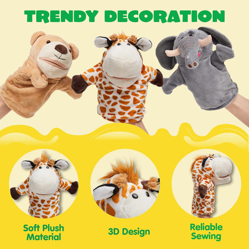 JOYIN 6Pcs Kids Hand Puppet Set - Toddler Animal Plush Toys for Show Theater, Birthday Gifts