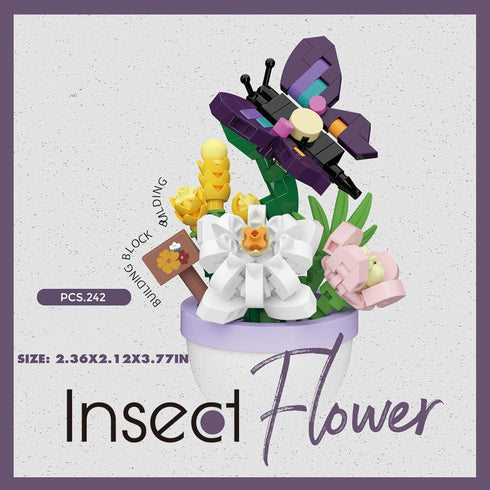 Sacblirr Mini Flower Bonsai with Cute Insects Daisy Butterfly - DIY Potted Plant Building Blocks for Kids and Adults