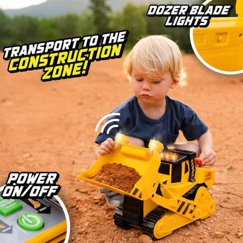 16" Dozer Maxx Action with Joystick Controls, Lights, Construction Sounds, Motorized Movement, and Real Working Bucket