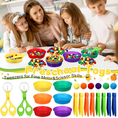 142 Set 12 8 2 120 Counting Zhanmai Pcs Fine Motor Skills Toys Handy Scooper Sensory Bin Filler Sorting Bowls Tweezers