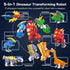 Toddler 5-in-1 Dinosaur Transforming Robot Toy, 5Pcs Easy DIY Assembly Function Combines into Mega Robot with Weapon