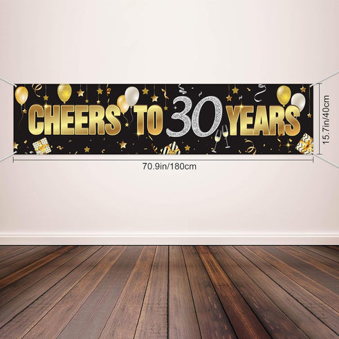 Boao Happy 30th Birthday Banner, 30 Years Gold Glitter Sign, Anniversary Celebration Backdrop Decoration Supplies