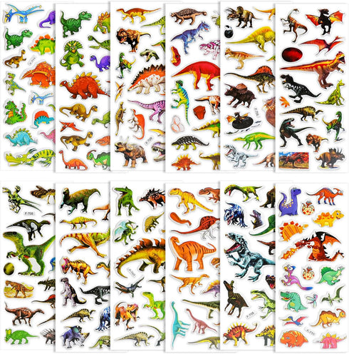 BEESTECH 24 Sheets Dinosaur Stickers for Kids, 450+ Teacher Reward Stickers, Potty Chart Training, Party Favor Supplies