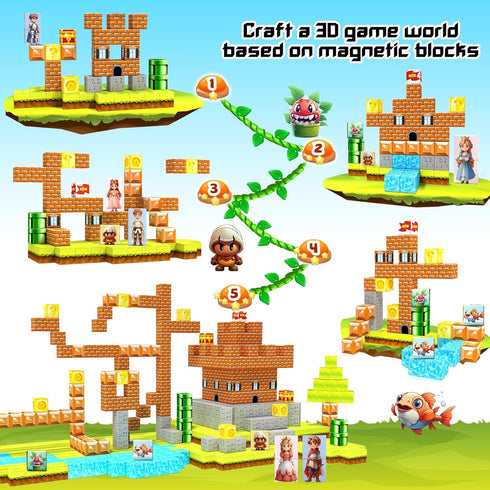Magnetic Blocks Building Toys - Creative Montessori Sensory Toys for Boys & Girls Ages 3-8, Fun Gift