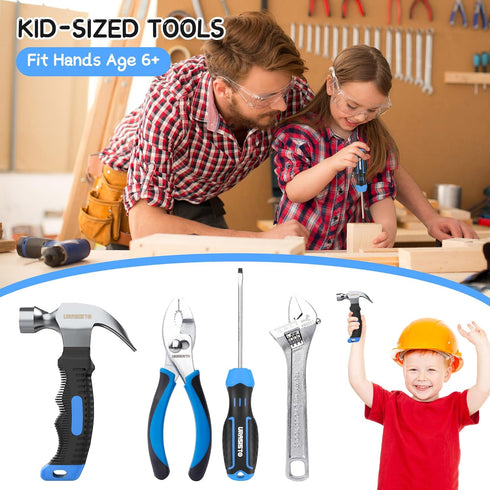 12-Piece Set 8+ URASISTO Kids Tool with Tool Storage Bag, Junior Real Hand Tool Kit for Boys & Girls, Children Learning